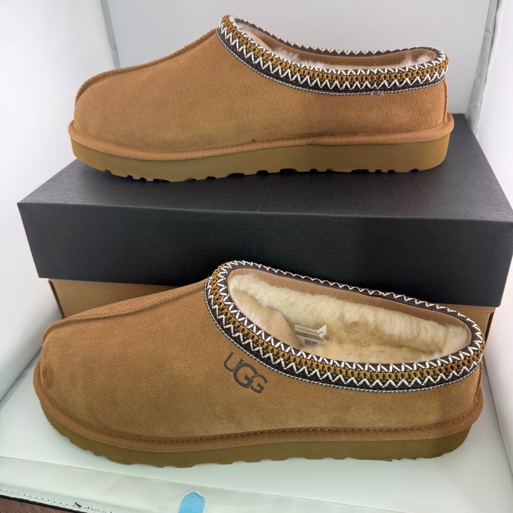 UGG Tasman II Slipper Mens 12 Chestnut New 1174671 Suede Sheepskin Lined Clog